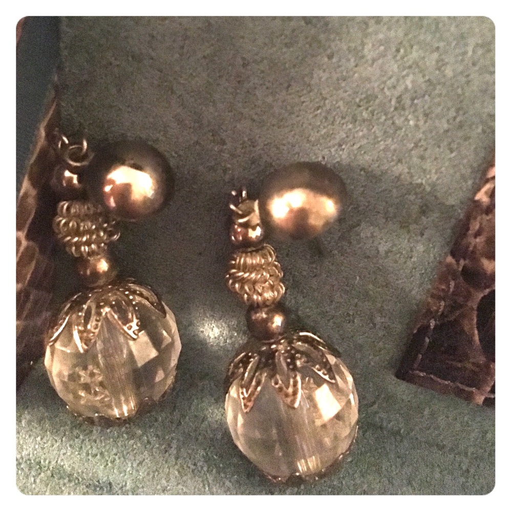 Crystal ball pierced earrings
